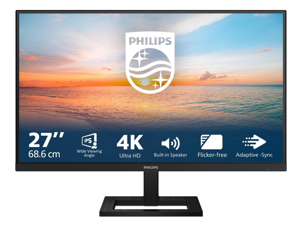 PHILIPS 4K Ultra HD IPS LED Monitor 27" 27E1N1800AE, 3840x2160, 4 ms,1000:1,DP*1/HDMI*2,HAS, 2 W x 2